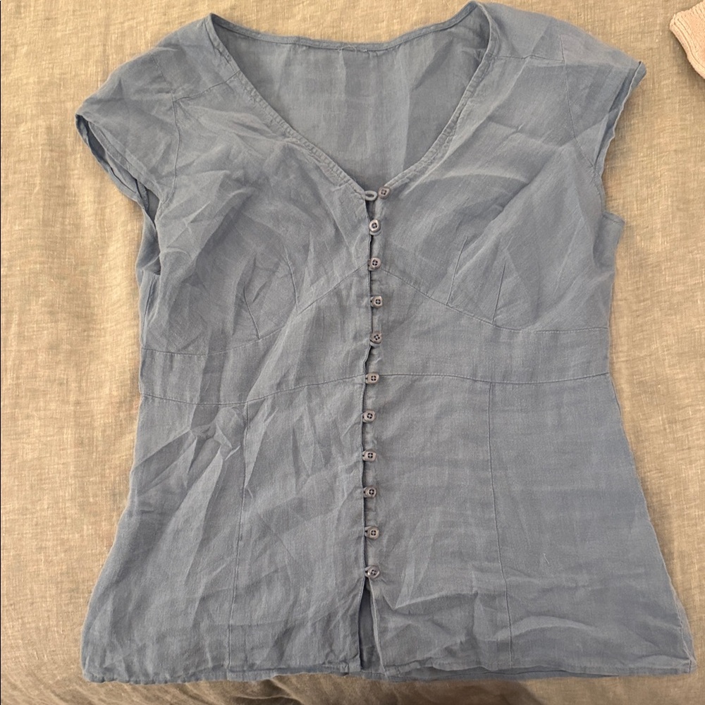 Women's Blue Button-Down Top